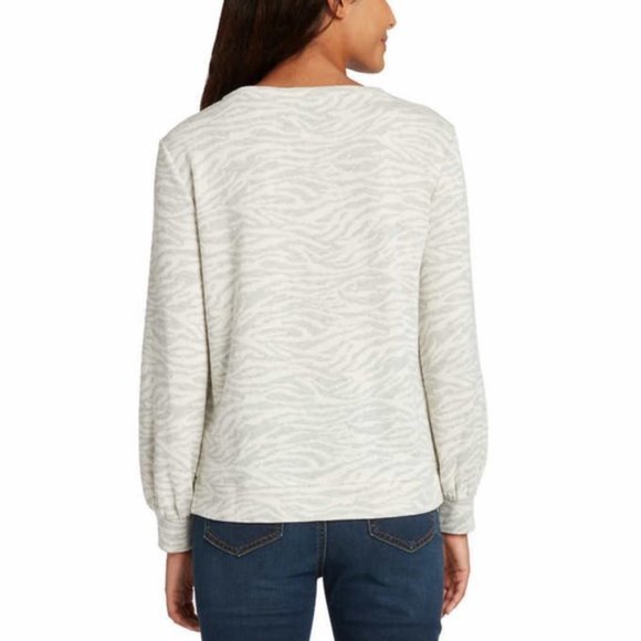 NWT Ellen Tracy Jacquard Crewneck Zebra Print Top - Picture 3 of 3